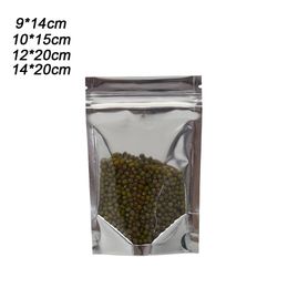 Clear Front Zipper Mylar Foil Stand Up Aluminium Foil Plastic Package Pack Bag Food Coffee Storage Resealable Doypack Zip Lock Packing Bag