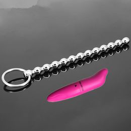 2 Pcs/Lot Vibrator And 149mm Blocked urethral for men penis plug sound stimulate masturbation man sex toys products toy Y1892903