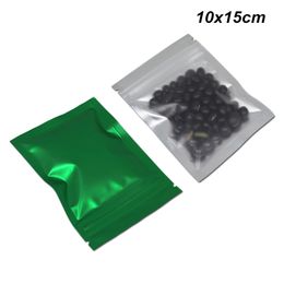 10x15cm Green Clear Plastic Mylar Reusable Foil Zipper Lock Food Storage Packing Bags Matte Aluminum Foil Self Seal Package Pouch for Snacks