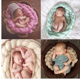 Neugeborene Fotografie Requisiten Korb Mode Baby Wolle Decke Solide Foto Requisiten Hintergrund Neugeborenen Fotografie Requisiten