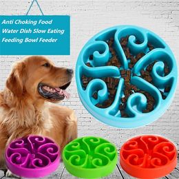 7 Colours Pet Dog Puppy Slow Eating Bowl Anti Choking Food Water Dish Slow Eating Feeding Bowl Feeder Dog Bowls I339