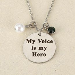 stainless steel Silver Round Pendant Truth Even If Your Voice Shakes Necklace Birthstone pearl Jewelry Warrior Message Pendant Arrow Charm
