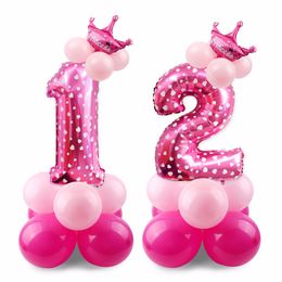 birthday party decorations 17PCS Blue Pink Number Balloon Happy Birthday Balloon Birthday Party Decoration Kids Boy Girl Party Ballon Number