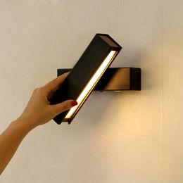 Modern LED Wall Lamps Nordic Study Bedroom Bedside Light Creative Bathroom Aisle Corridor Rotatable Iron Wall Sconce