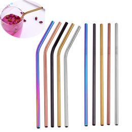 304 Stainless Steel Straws 6*215mm Reusable Metal Drinking Straw Straight and Bent Bar Accessories Tea Coffee Tools 20OZ