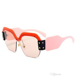 Luxury polygon half frame women sunglasses 2018 fashion brand designer square pink blue oversized superstar sunglasses femal