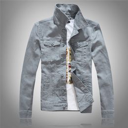 Jaqueta jeans masculina, casaco bomber de manga comprida, roupas de algodão, moda urbana, primavera clássica, chaqueta hombre