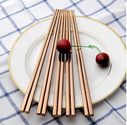 Hot sell High grade 304 stainless steel chopsticks China square hollow chopsticks Four Colours choose simple style gift