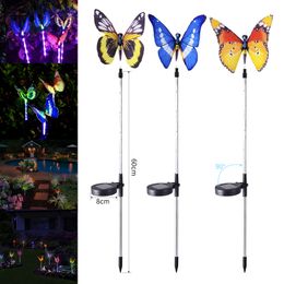 Solar Powered Butterfly Lights Waterproof Colorful Landscape Light for Fence Lawn Garden Christmas Decorative Light 2 Pack