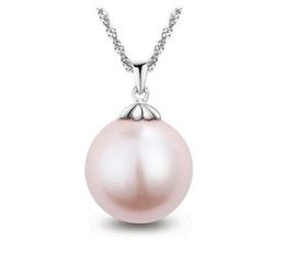 100% Brand New High Quality Fashion Picture>> 12 mm pink southsea shell pearl pendant with chain