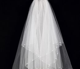 Bridal Veil 2018 new short wedding dress super long white pearl multi layer wedding