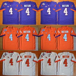 Men's Kids Clemson Tigers 4 DeShaun Watson Orange White Purple Color Youth College Football Stitched Jerseys Embroidery Logos Free Drop