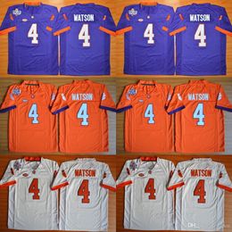 Men's Kids Clemson Tigers 4 DeShaun Watson Orange White Purple Colour Youth College Football Stitched Jerseys Embroidery Logos Free Drop