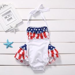 Baby Rompers Summer American Flag Ruffles Baby Girls Clothes Blackless Romper Infant Toddler Girls Tutu Romper Jumpsuit Outfits Clothes