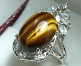 lgante oeil de tigre pierre +men's Women's rings flower ring # 7,8,