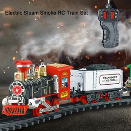 Classic Electric Dynamic Steam RC Track Train Set Simulation Model Toy For Children Rechargeable Children Remote Control Toy Set