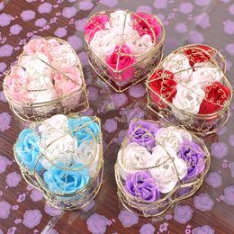 6pcs/box Handmade Scented Rose Soap with Golf Metal Box Package Petal Bath Body Soap Wedding Party Gift Home DIY Decoration
