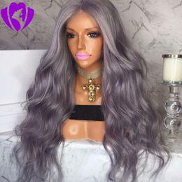 Free shipping Long Synthetic Lace Front Grey Wigs for African American Women Cosplay Party Curly Wigs Heat Resistant