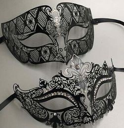 Metal Filigree Rhinestone Venetian Masquerade Couple Mask Pair Ball Event Wedding Party Mask Lot Costume MEN WOMEN