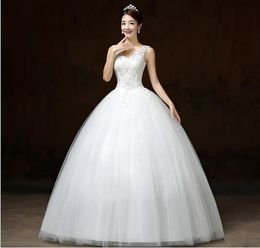 Real Photo Customizd Wedding Dresses 2018 vestido de noiva Cheap Lace With Sequin White Princess Wedding frocks Design Ball Gown