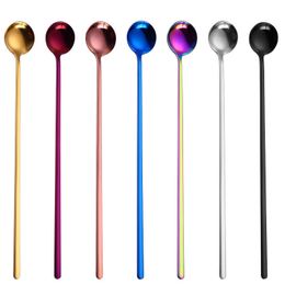 Stainless Steel Coffee Scoops With Long Handle Colourful Kitchen Coffee Stirring Spoon Ice Cream Dessert Tea tools