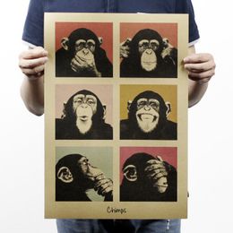 1Pcs Vintage Poster Gorilla Adornment Bar Counter Retro Kraft Paper Posters Movie Poster Wall Stickers Home Decor