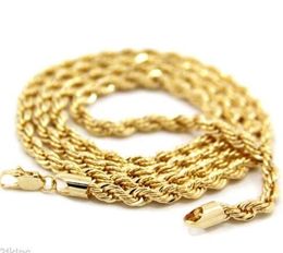 14k yellow gold chains for men Canada - Mens 14K Yellow Gold Plated 4mm Rope Chain Necklace 24"