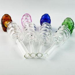 Colorful Glass Pyrex Oil Burner Pipes Skull Smoking Spoon Pipes Coil Hand Pipe Tobacoo Tool SW16