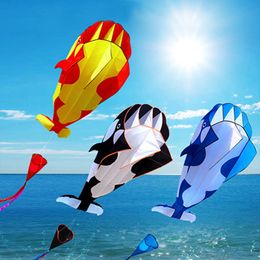 3D Kite Huge Giant Whale Flying Kite Beach Easy to Fly Frameless Soft Parafoil Sports Beach Kite with 30m Flying Line Gift