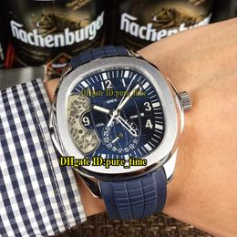 Aquanaut 5164 Blue Skeleton Dial Asian 2813 Automatic Mens Watch 316L Steel Case Blue Rubber Strap Quality Gents Watches265G
