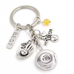 New Arrival DIY Interchangeable 18mm Snap Jewellery Snap Key Chain I Love Softball Key Chain Bag Charm Snaps Key Rings for Sport Fans Gifts