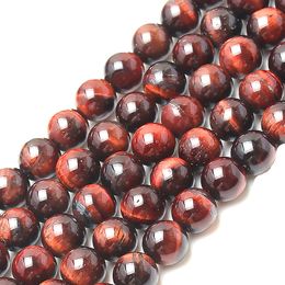 8mm wholesale Natural Stone Beads Red Tiger Eye Round Loose Beads For Jewellery Making 15.5" Pick Size 4/6/8/10/12 mm