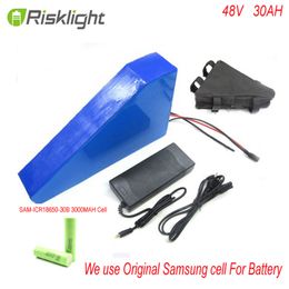 48v 30ah triangle style lithium battery rechargeable 48V 1000W electric bike battery with triangle bag+bms For Samsung Cell