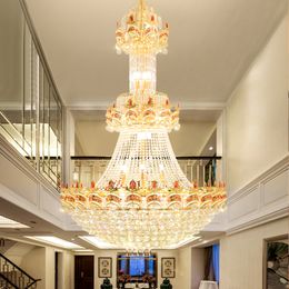Modern Crystal Chandelier American Gold Chandeliers Lights Fixture LED Lights Villa Hotel Big Droplight 3 White Light Colour Dimmable