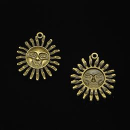 20pcs Zinc Alloy Charms Antique Bronze Plated sun face sunburst Charms for Jewellery Making DIY Handmade Pendants 34*29mm