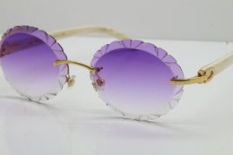 T8200761 White Buffalo Horn Rimless Sunglasses Unisex men women rimless sun glasses silver gold metal frame Eyewear lunettes