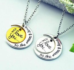 free ship 20pcs/lot Tibetan Silve Gift I LOVE YOU TO THE MOON AND BACK Moon charms Necklace DIY