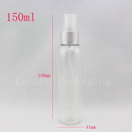 150ml x 40 transparent round spray bottle with pump , empty clear plastic bottle mist sprayer , refillable cosmetic packaging