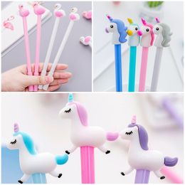 0.5mm 0.38mm Creative Cartoon Flamingos Gel Pen School Office Stationery Supplies Christmas Kids Gift Writting Pen