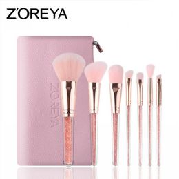 HOT Makeup Brushes Set 7 PCS Professional ZOERYA Flow Sand Drill Make-up Brush With Pink Bag DHL FREE