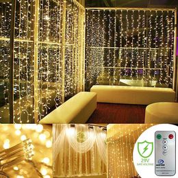 3*3 300LED Curtain Icile String light Christmas Decor Strings Fairy Lights Warm White RGB for Home Wedding Party UL certification