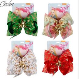 7 Inch Large Christmas Hair Bows Santa Twinkle Bells Dog Bows Happy New Year Hairgrips Girls Christmas Party Hair Accessories