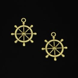 48pcs Zinc Alloy Charms Antique Bronze Plated ship's wheel helm rudder Charms for Jewellery Making DIY Handmade Pendants 28*24mm