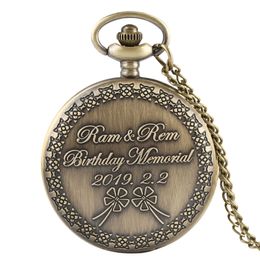 Retro Bronze Re:Zero Starting Life in Another World Watches Quartz Pocket Watch Necklace Chain Men Women Japanese Anime Souvenirs Gifts