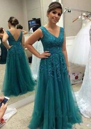 Sexy Mermaid Mother Off Bride Dresses V Neck Tulle Lace Appliques Sleeveless Floor Length Plus Size Evening Party Gowns