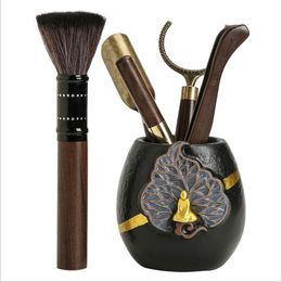 tea ceremony six gentlemen suit kung fu tea set high-quality ebony wood pure copper new Chinese household accessories