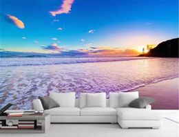 Wholesale Mural Paper HD Digital Print Wallpaper Seaside Sunset Beautiful Scene Indoor TV Background Wall Decoration Mural Wallpaper