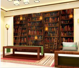 custom photo wallpaper 3D mural decorative painting wallpaper bookshelf bookcase background wall