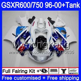 Body +Tank For SUZUKI SRAD GSXR 750 600 GSXR600 96 97 98 99 00 291HM.7 GSXR-600 GSXR750 1996 1997 1998 1999 2000 Fairings Stock blue white