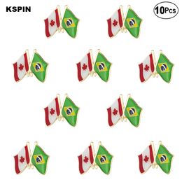 Canada & Brazil Flag Lapel Pin Flag badge Brooch Pins Badges 10Pcs a Lot